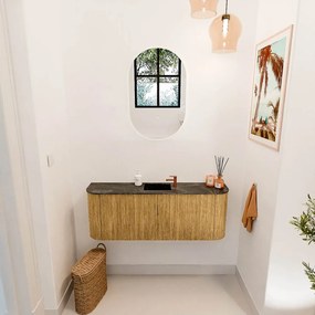 Mondiaz Joya DLux 115cm toiletmeubel ronding links/rechts oak met wastafel faye midden 1 kraangat lava