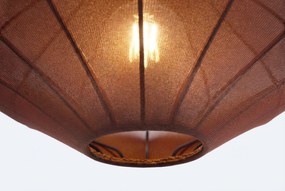 Japandi Hanglamp Bruin Met Stoffen Kap - Plu Taupe