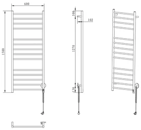 Sapho Redondo elektrische radiator 60x150cm 130W chroom