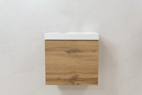 Sanigoods Minimo toiletmeubel 40cm dakota oak met mat witte fontein zonder kraangat