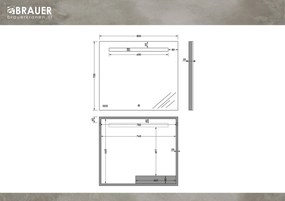 Brauer Quartz rechthoekige spiegel met verlichting 80x70cm