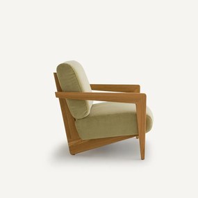 Fauteuil in massief eik en fluweel, Izag