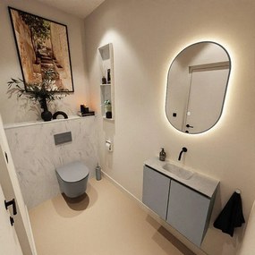 MONDIAZ TURE-DLUX 60cm toiletmeubel Smoke. EDEN wastafel Opalo positie midden. Zonder kraangat. TUREDX60SMOM0OPA