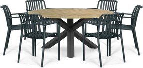 Tuinset Ronde Tuintafel 6 personen 160 cm Kunststof Grijs Domani Furniture Alba/Rockville