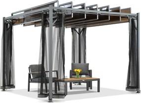 Antraciet Paros 3x3m terraspergola met klamboe Tuinpunt