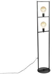 Industriële vloerlamp 2-lichts zwart - Simple Cage Industriele / Industrie / Industrial, Art Deco E27 Binnenverlichting Lamp