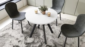 ALMO 80 Mat Wit / zwarte poten – ronde tafel met Y-poten, loft/industrieel voor keuken, woonkamer en eetkamer