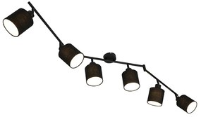 QAZQA Stoffen Moderne Spot / Opbouwspot / Plafondspot zwart 6-lichts verstelbaar - Hetta Modern E14 Binnenverlichting Lamp