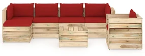 vidaXL 7-delige Loungeset met kussens groen geïmpregneerd hout