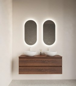 Gliss Design Aura ovale spiegel 40x100cm met LED-verlichting en verwarming wit mat
