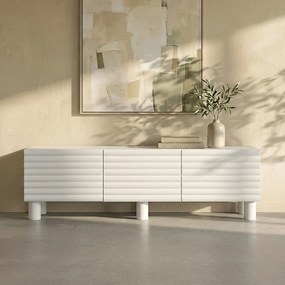 Wit Tv-meubel Met Grote Ribbels 180 Cm - 180x40x55cm.