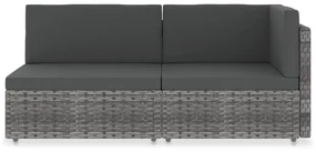 vidaXL Tweezitsbank sectioneel poly rattan grijs