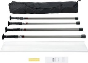 VEVOR Stofbeschermingspalen, Stofbeschermingssysteem Stofbeschermingswand met 4 Telescopische Staven &amp; Draagtas, 4 Hoogte Verstelbaar Max. 3,66 m, 10 x 4 m Kunststoffolie, voor Binnenhuisdecoratie en Schilderwerkzaamheden