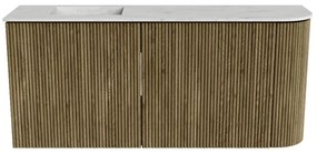 Mondiaz Joya DLux 90cm toiletmeubel ronding rechts dusk met wastafel faye links 1 kraangat opalo