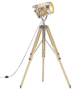 vidaXL Vloerlamp driepoot 131 cm massief mangohout