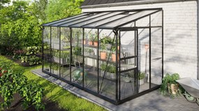 Vitavia Ida muurserre 7,8m² met veiligheidsglas - Zwart - Met dubbele schuifdeur (B120 cm) en fundering