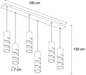 Eettafel / Eetkamer Moderne hanglamp zwart 6-lichts - Stream Modern GU10 Binnenverlichting Lamp