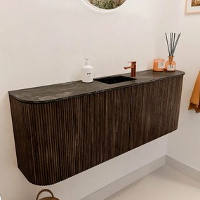 Mondiaz Joya DLux 115cm toiletmeubel ronding links/rechts walnut met wastafel faye midden 1 kraangat lava