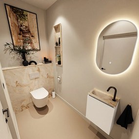 Mondiaz Ture DLux toiletmeubel 40cm talc met wastafel frappe links met kraangat