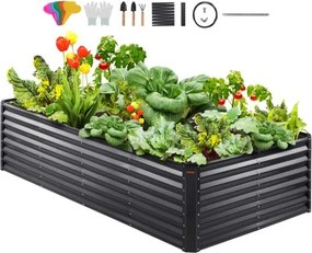 VEVOR verhoogde plantenbak bloembak tuinbak terrasmoestuin tuinbed plantbed donkergrijs 240x120x60cm gegalvaniseerd metaal ideaal voor het kweken van groenten, fruit, kruiden, enz.