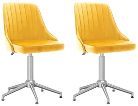 vidaXL Eetkamerstoelen draaibaar 2 st fluweel geel