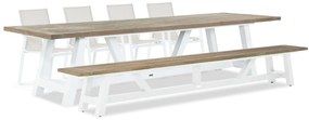 Picknick Set 8 personen 330 cm Aluminium/textileen Wit Lifestyle Garden Furniture Fiora/Florence