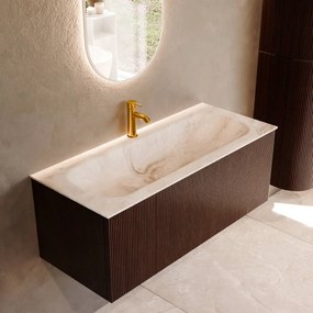 Mondiaz Kurve-dlux 110cm badmeubel ruby met 1 lade en wastafel big medium midden 1 kraangat frappe