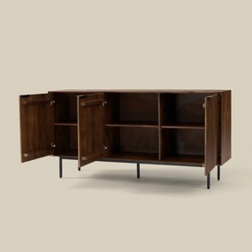 Houten Dressoir Met Ribbel Deuren - 160x40x80cm.