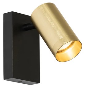 Wandlamp zwart met goud verstelbaar met schakelaar - Jeana Luxe Modern GU10 Binnenverlichting Lamp