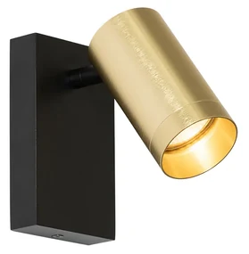 Wandlamp zwart met goud verstelbaar met schakelaar - Jeana Luxe Modern GU10 Binnenverlichting Lamp