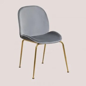 Set van 4 fluwelen stoelen Pary Grijs – koel & Goud - Sklum