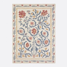 Vloerkleed in jute met bloemenpatroon, Antonia