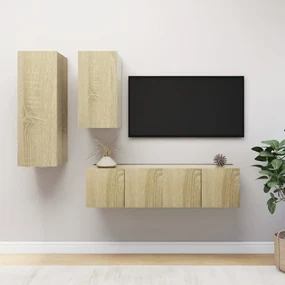 vidaXL 4-delige Tv-meubelset spaanplaat sonoma eikenkleurig