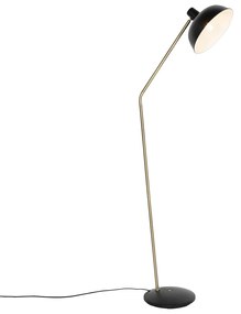 Retro vloerlamp zwart met brons - Milou Retro E27 Binnenverlichting Lamp