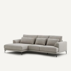 XL longchair links van viscose met structuur en linnen, MARSILE