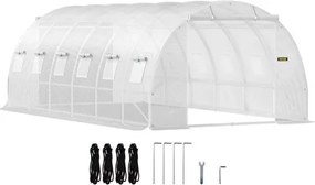 VEVOR Overspannen Dakkas, 6,1 x 3 x 2,1 m Foliekas, Gegalvaniseerd Stalen Frame en PE Dekzeil Kastunnel, Waterdicht UV-bestendig Tomatenkas, Inlooptunnelkas voor het Kweken van Groentenbloemen, Wit