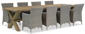 Tuinset 8 personen 300 cm Wicker Grijs Garden Collections Dublin/Oregon