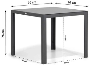 Tuinset 4 personen 90 cm Aluminium/textileen Grijs Presto Ricadi/Mondello