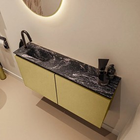 Mondiaz Ture DLux toiletmeubel 100cm oro met wastafel lava links met kraangat