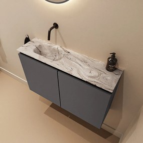 Mondiaz Ture DLux toiletmeubel 80cm dark grey met wastafel glace links zonder kraangat