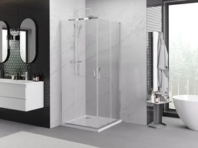 Mexen Exo-S Duo vierkante schuifdouchecabine 100 x 100 cm, transparant, chroom - 8111-100-100-01-00
