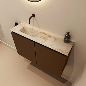 Mondiaz Ture DLux toiletmeubel 80cm rust met wastafel frappe links zonder kraangat