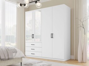 Kledingkast Fungar, Wit, 215x196x60cm, 161.6 kg, Kledingkast deuren: Met scharnieren