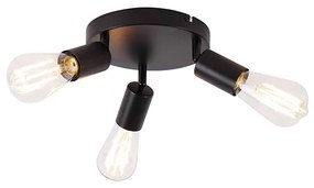 Moderne plafondlamp zwart 3-lichts rond - Facil Modern E27 Binnenverlichting Lamp