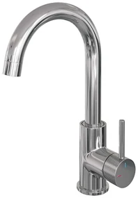 Brauer Chrome Carving wastafelkraan met ronde uitloop, ronde handgreep en ColdStart chroom