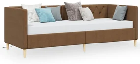 vidaXL Slaapbank met USB stof bruin 90x200 cm