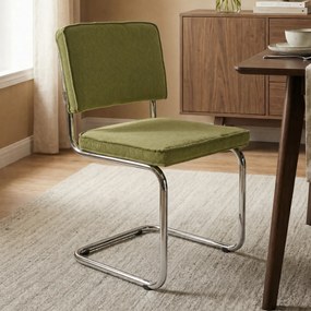 Zuiver Ridge Rib Eetkamerstoel Ribstof Groen