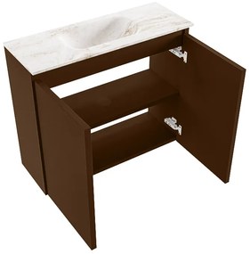 Mondiaz Ture DLux toiletmeubel 60cm rust met wastafel frappe midden met kraangat