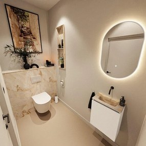 MONDIAZ TURE-DLUX 40cm toiletmeubel Talc. EDEN wastafel Frappe positie midden. Zonder kraangat. TUREDX40TALM0FRA