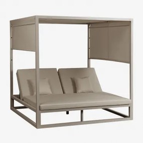 Liggend Balinees Bed In Aluminium En Nasau-stof Moka Bruin - Sklum